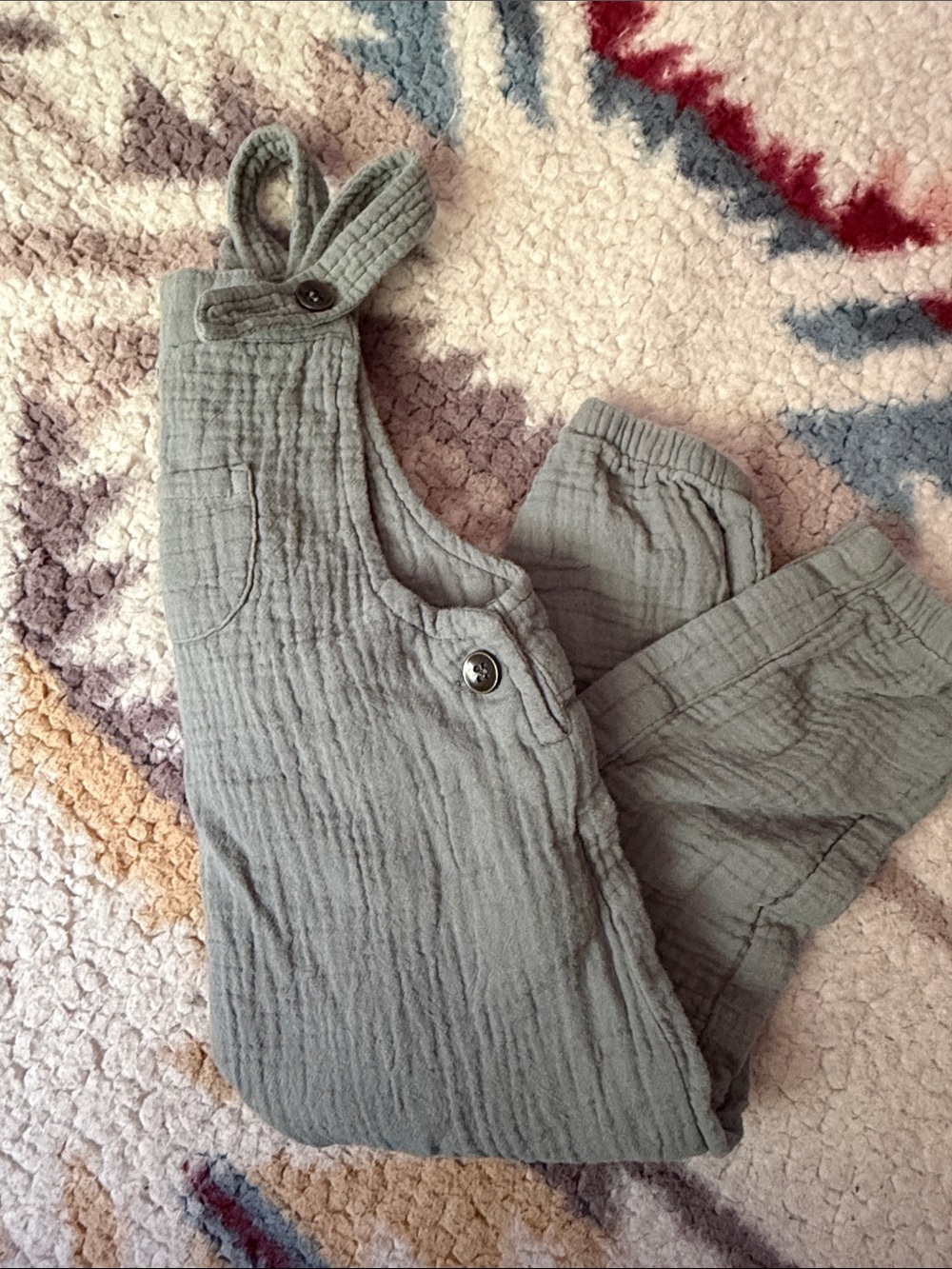 Rylee + Cru Sage Green Gauze Overalls Romper